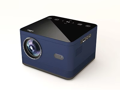 Compact Blue Mini Projector with High Definition Lens for Surveillance Monitoring 3d model