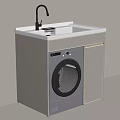 Modern White Laundry Cabinet With Washing Machine And Sink Countertop