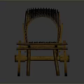 Vintage Traditional Bamboo Handcart With Canopy Wheel And Wooden Seat Design