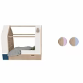 House Shaped Wooden Kids Bed With Built In Bookshelves And Storage Drawers
