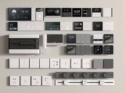 Assortment of Smart Switch Panels and Sockets 3d model