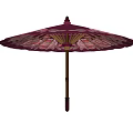 Elegant Pink Umbrella With Traditional Floral Pattern And Decorative Design