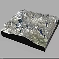 3D Topographic Terrain Model With Mountain Ridges Detailed Elevation And Black Base