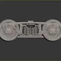 Metallic Train Bogie Structure With Wheels Springs And Mechanical Parts 3d model
