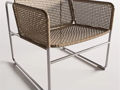 Modern Wicker Leisure Chair With Metal Frame And Comfortable Seating 3d model