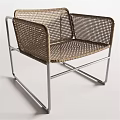 Modern Wicker Leisure Chair With Metal Frame And Comfortable Seating