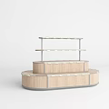 Circular Display Shelf with Multi Tier Wooden Shelves and Metal Frame for Retail Store