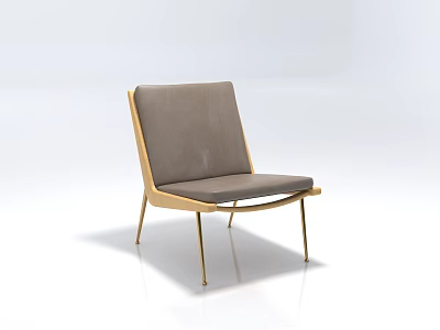Modern Accent Chair With Wooden Frame Gray Cushion And Metal Legs 3d model
