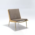 Modern Accent Chair With Wooden Frame Gray Cushion And Metal Legs