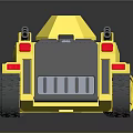 Bright Yellow Tank Shaped Toy Car With Black Details And Rolling Wheels