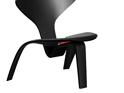 Modern Black Single Chair with Sleek Curved Lines and Minimalist Design Style 3d model