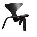 Modern Black Single Chair with Sleek Curved Lines and Minimalist Design Style