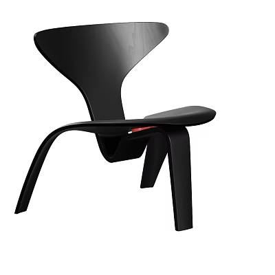 Modern Black Single Chair with Sleek Curved Lines and Minimalist Design Style 3d model