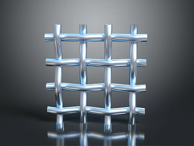 Silver Grid Pattern Metal Shield With Reflective Surface And Dark Background 3d model