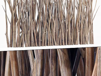 Natural Wooden Sticks Decorative Arrangement With Layered Texture For Interior Design 3d model