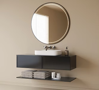 Modern Bathroom Cabinet Wash Desk Bath Cabinet Table Basin Mirror 3d model