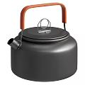 Black Cookware Set Featuring Orange Handles Pot Kettle and Frying Pan