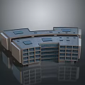 Modern Multi Storey Connected Architectural Model With Roof Skylights And Windows 3d model