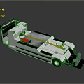 Industrial White Flatbed Vehicle With Steering Wheel Yellow Arm Black Components Red Part 3d model
