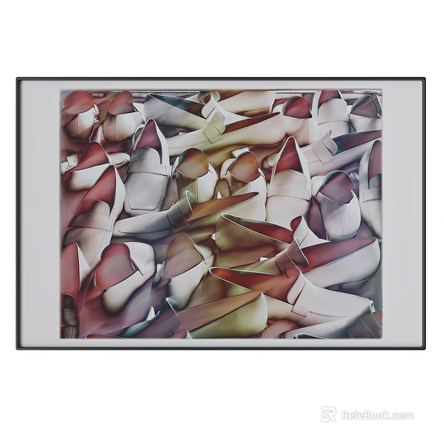 Contemporary Abstract Painting With Folded Red White Gray Forms And Layered Artistic Composition 3d model 