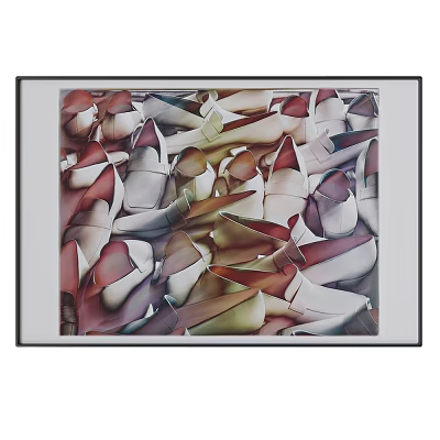 Contemporary Abstract Painting With Folded Red White Gray Forms And Layered Artistic Composition 3d model