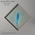 Square Decorative Photo Frame with Blue Feather on Light Green Textured Glass