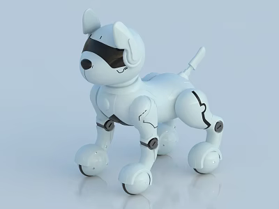 Smart Robot Dog With White Mechanical Structure And Cute Design Elements 3d model