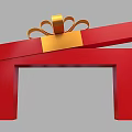 Open Red Gift Box With Golden Bow On Decorative Arch Structure Top 3d model