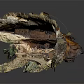 Ancient Cliff Dwellings Featuring Stone Structures Under Natural Rock Overhang 3d model