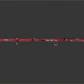 Red Elongated Industrial Machinery Part With Multiple Panels And Structural Elements