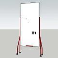 Mobile Display Stand With Red Frame White Panel And Wheels For Exhibition 3d model