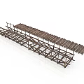 Long Construction Scaffolding Equipment With Metal Frames And Wooden Planks
