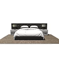 Modern Double Bed With White Bedding Nightstands And Area Rug Design