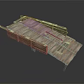 Wooden Platform Structure Composed Of Planks With Extended Wooden Frames