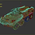 Armored Military Vehicle With Camouflage Pattern Six Wheels And Turret Cannon