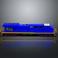 Blue 3D Model Train Locomotive With Cab Wheels And Shiny Surface