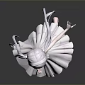 Game Movie Character Anime Style With Light Purple Twin Tails White Flowing Dress Raised Hand