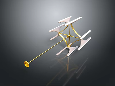Modern Artistic Sculptural Object With Golden Frame And White Blades Design 3d model