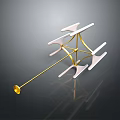 Modern Artistic Sculptural Object With Golden Frame And White Blades Design
