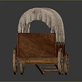 Vintage Wooden Covered Wagon With Canvas Cover And Spoked Wheels Design