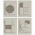 Geometric Wall Decor With Neutral Tones And Shapes 3d model