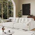 Bright Living Room Interior Design With White Sofa Large Window And Indoor Plant