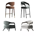 Modern Upholstered Bar Stools With Curved Backrest And Various Colors