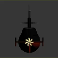 Black Military Submarine With Streamlined Design Red Bottom Section And Command Tower Structure