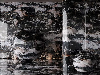 Luxurious Floor Tiles With Marble Patterns And Spheres 3d model