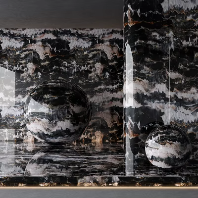 Luxurious Floor Tiles With Marble Patterns And Spheres 3d model