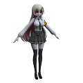 Anime Woman With Long Hair Wearing White Shirt Plaid Skirt Yellow Armband Knee High Socks