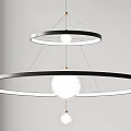 Sleek Modern Chandelier Interior With Circular Rings And Spherical Light Fixture