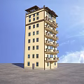 Multi Storey Residential Building With Balconies Roof Terrace And Large Windows