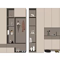 Modern Shoe Cabinet With Multiple Storage Shelves Coats And Decorative Items 3d model